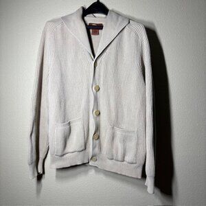 Bob Timberlake Mens Cotton XL Button Cardigan Ribbed Knit Shawl Collar Sweater